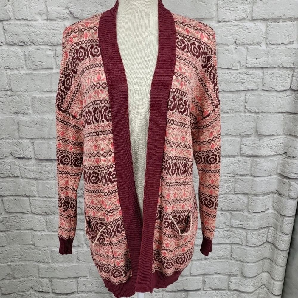 Matilda Jane Harmony Fair Isle Open Front Cardigan Sz Small